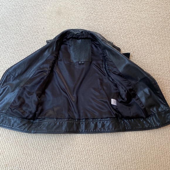 For Joseph Asymmetrical Black Leather Moto Biker Vest - Picture 7 of 16